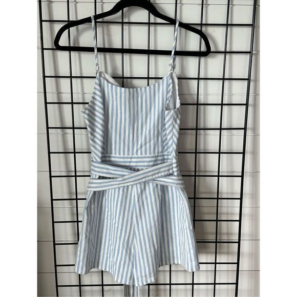 Sugar Lips Lynsea Striped Romper Womens M Blue White Coastal Boho Cottagewear - Picture 6 of 12